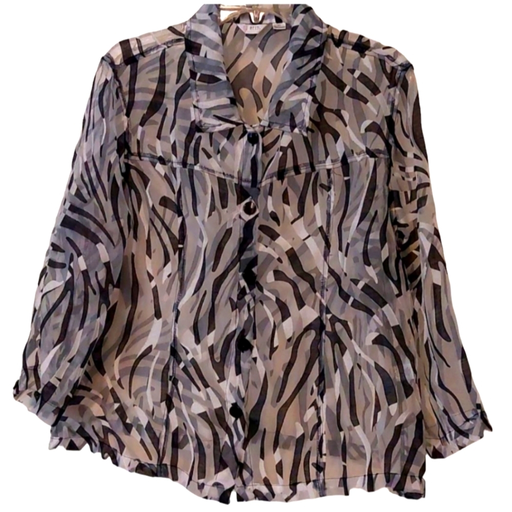 Vintage Sheer Lightweight Animal Print Jacket by Erin XL EUC